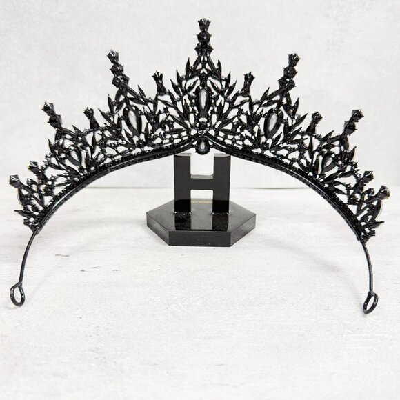 Share Black AB Tiara, Gothic Wedding Headpiece, Black Queen Tiara, Costume Tiara main image 6